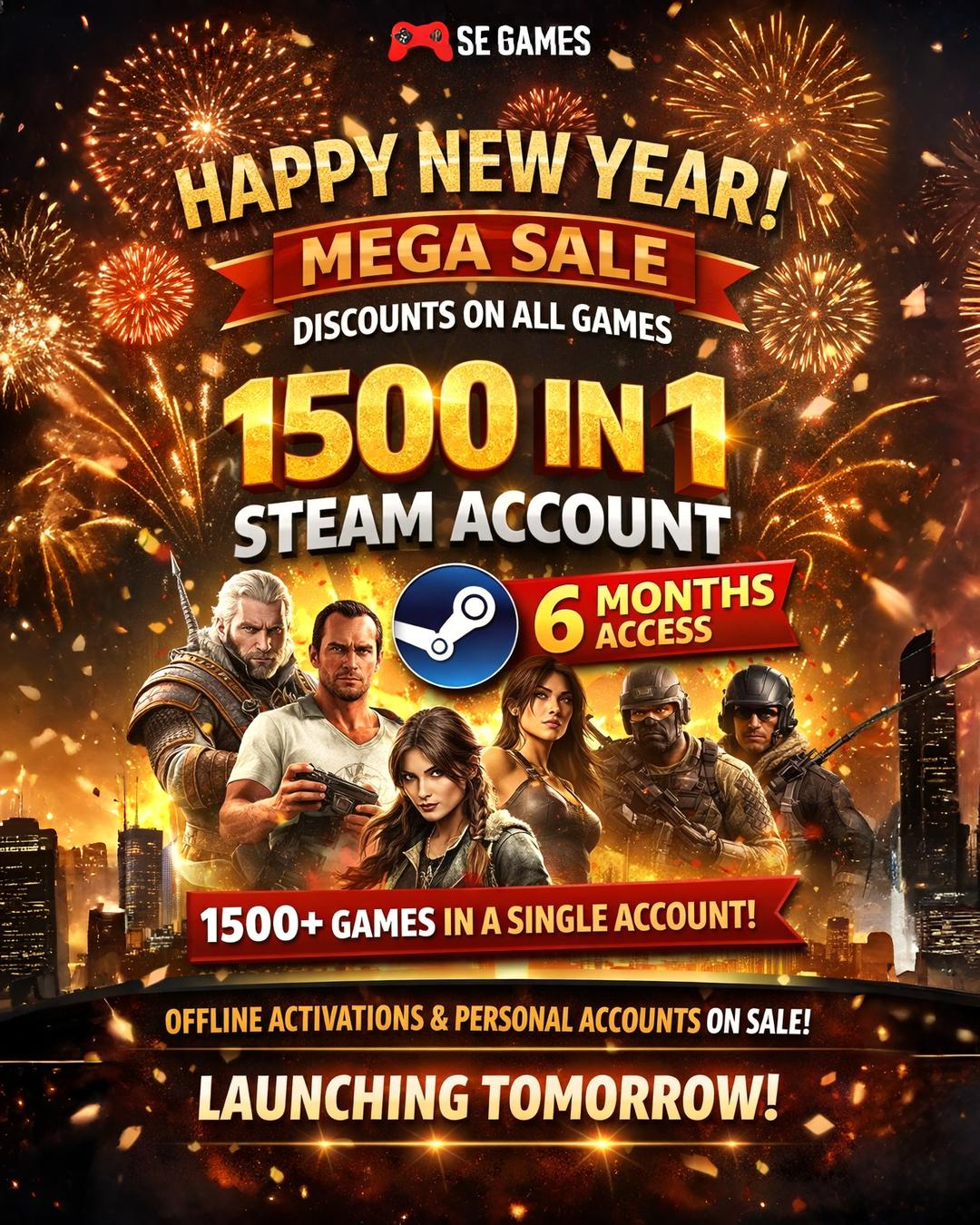 1500 in 1 Steam Account